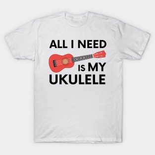 Ukulele Guitar black text T-Shirt